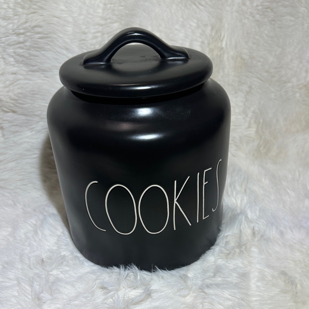 Rae Dunn "COOKIES" Black Large Canister W/ White Letters